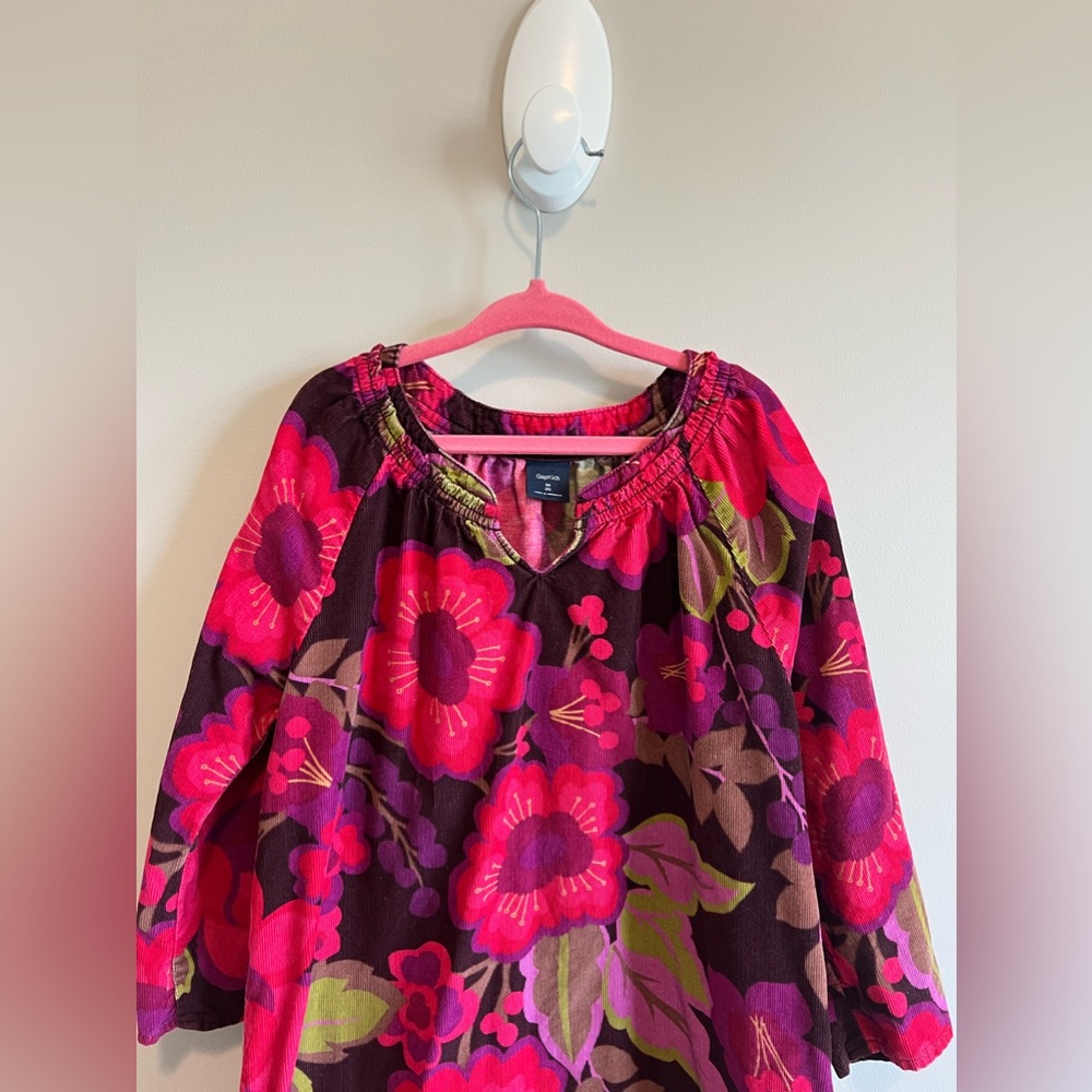 Gap Girls Floral Corduroy Dress Medium (Size 8) - Picture 2 of 7